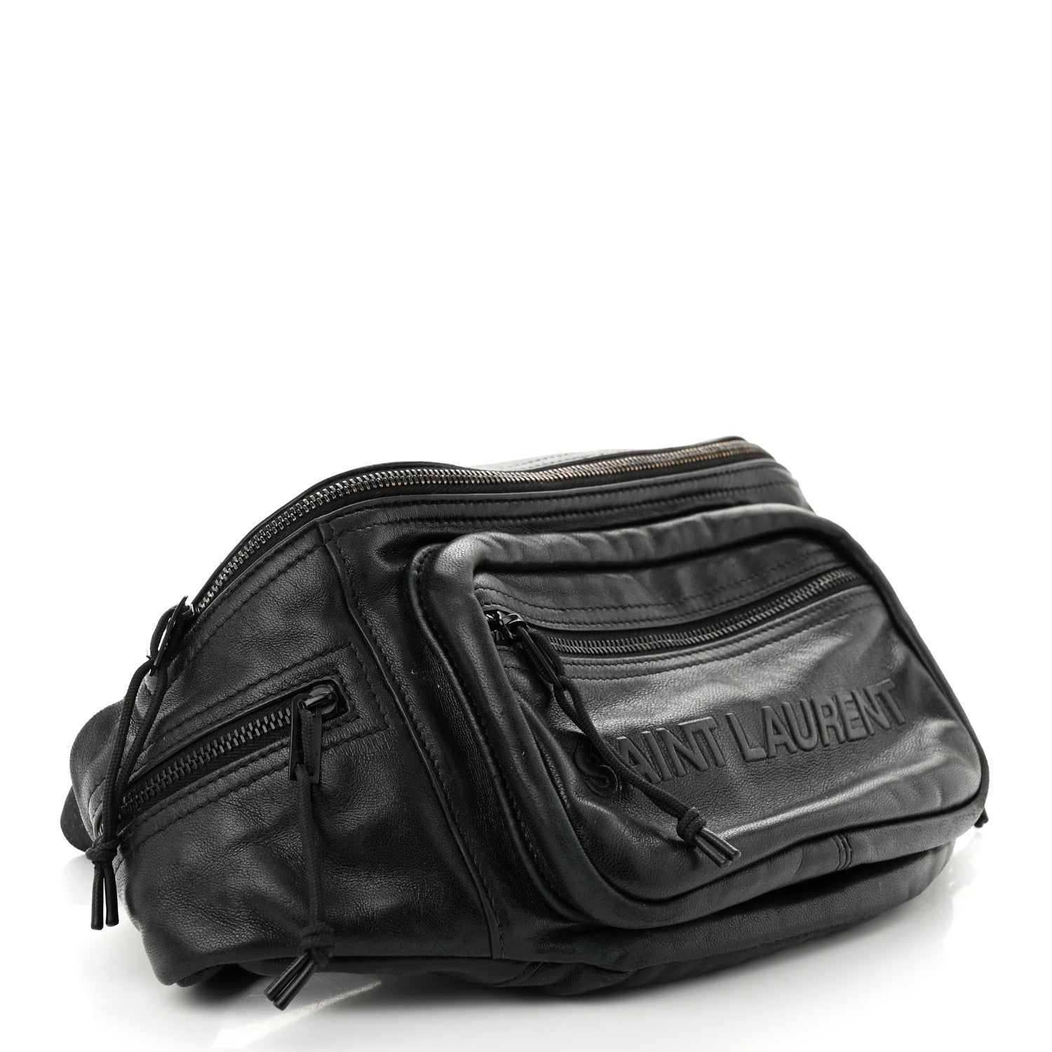 Saint Laurent Lambskin Logo Ripstop Body Belt Bag Black 3 of 12