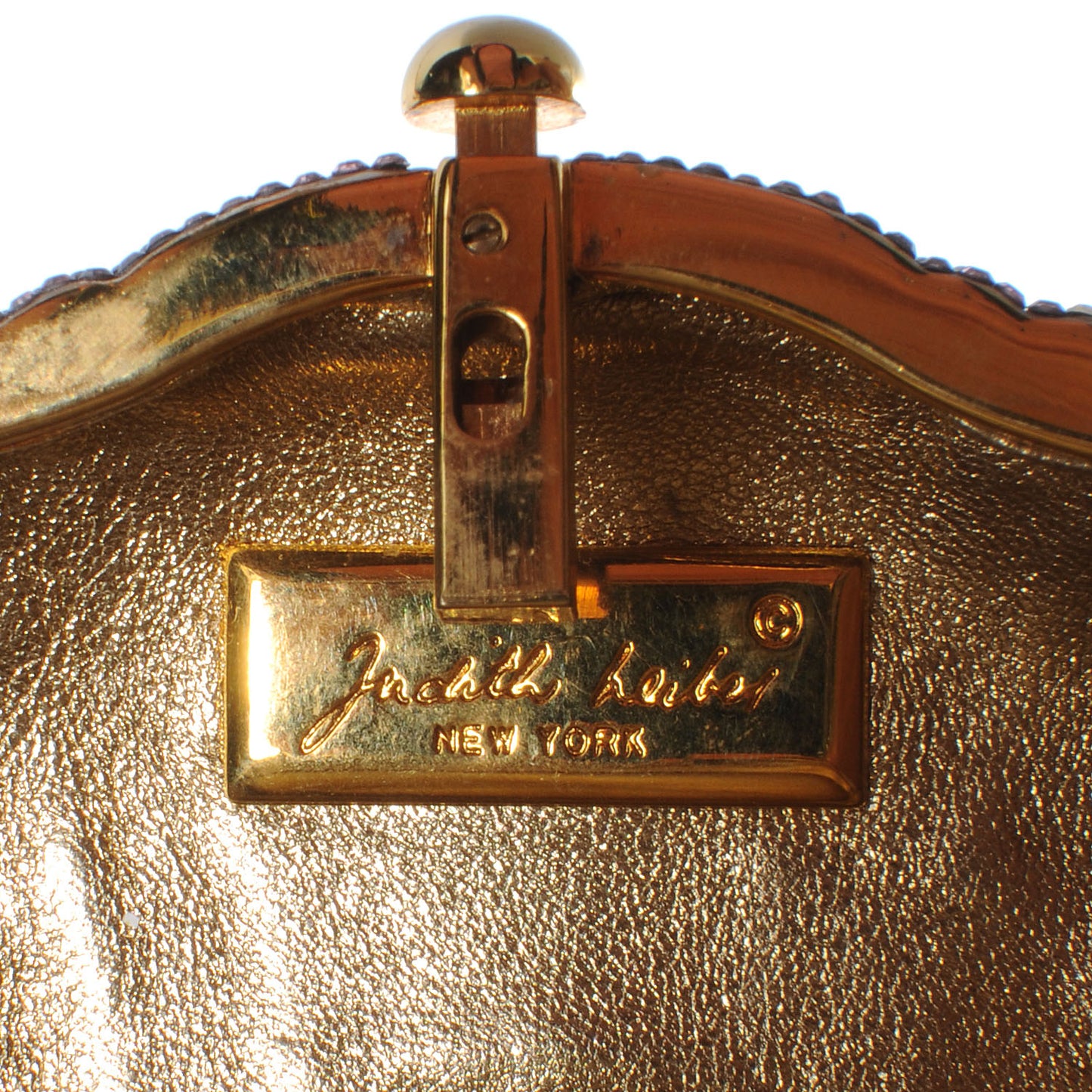 Crystal Venus Clamshell Minaudiere Clutch Gold