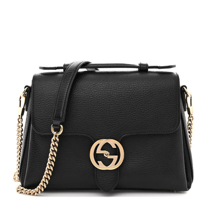 Gucci Dollar Calfskin Interlocking G Top Handle Shoulder Bag Black 1 of 12