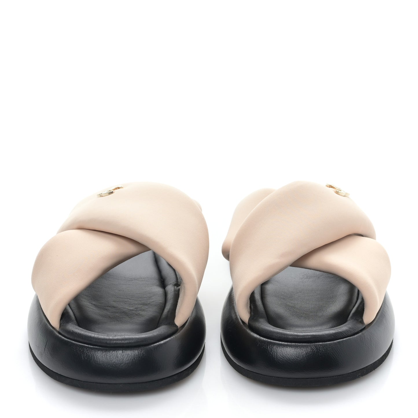 Fabric CC Mules Sandals 38 Light Beige