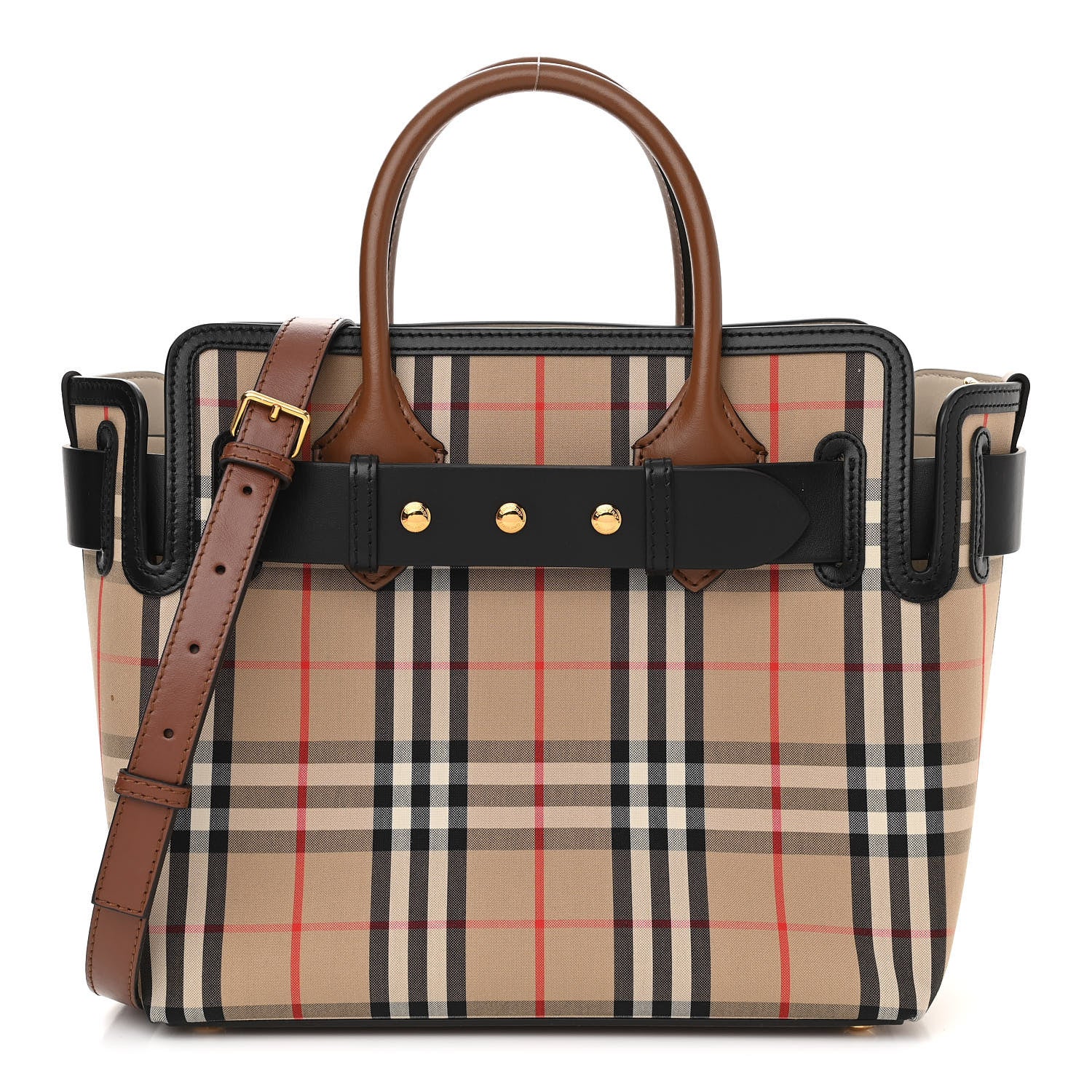 Burberry Calfskin Vintage Check Triple Stud Mini Belt Bag Archive Beige 1 of 14