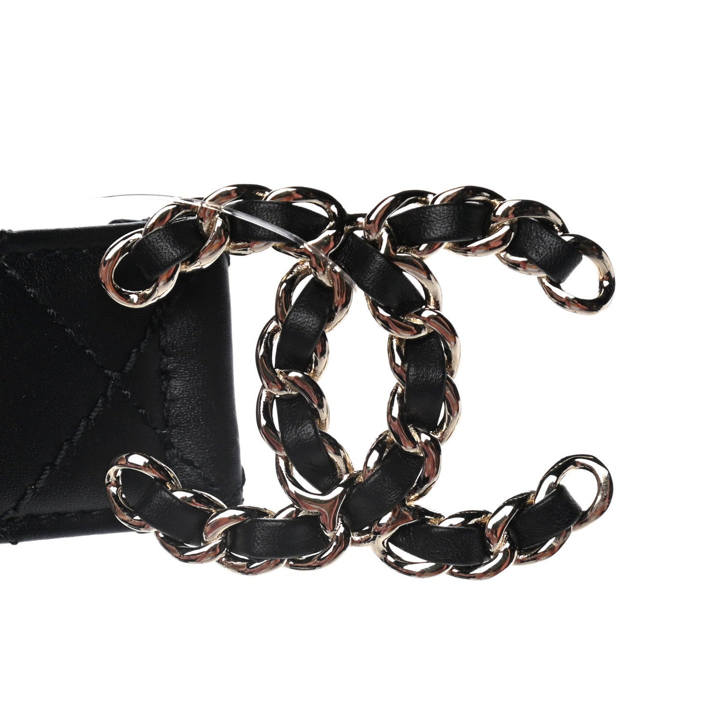 Lambskin Quilted CC Chain Belt 85 34 Black