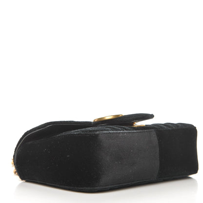 Gucci Velvet Matelasse Mini GG Marmont Shoulder Bag Black 4 of 9