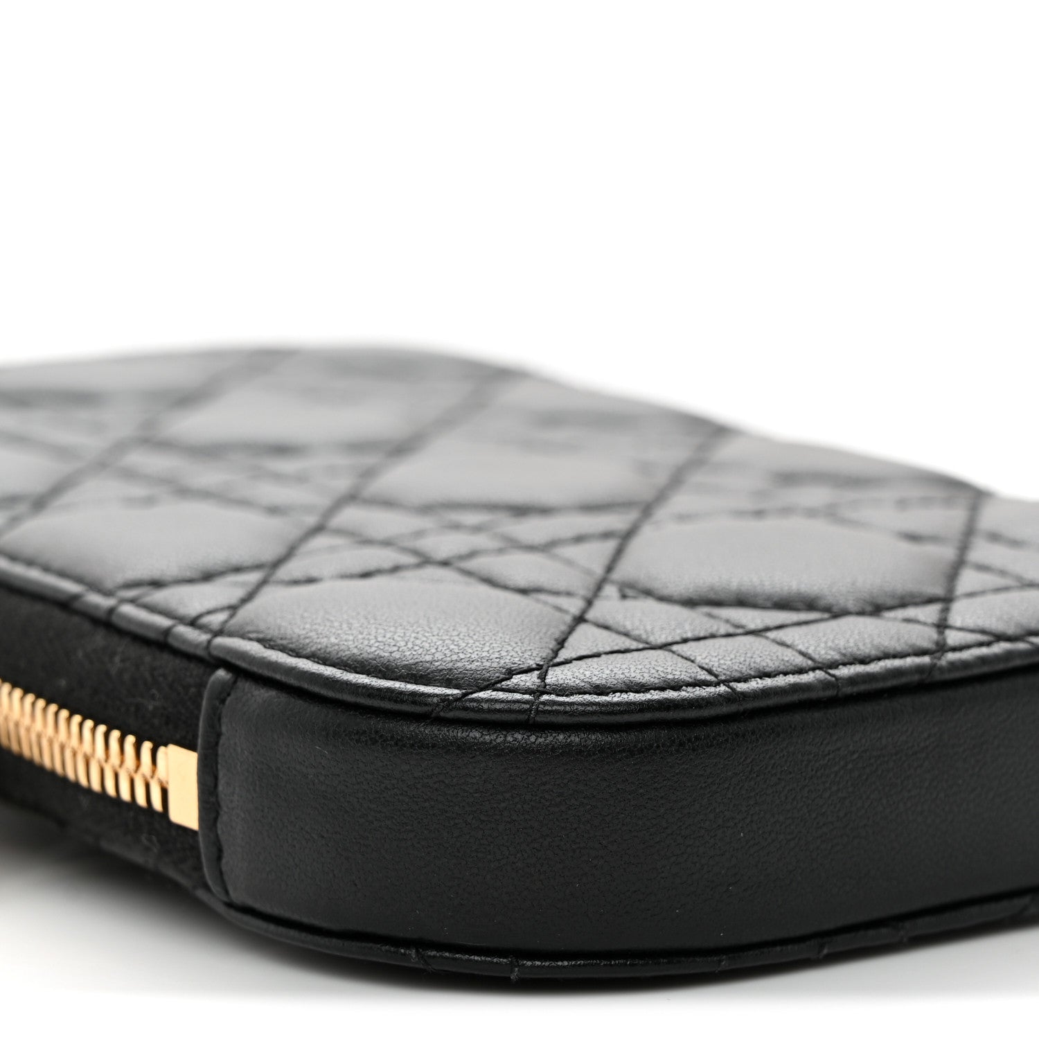 Christian Dior Lambskin Cannage Lady Dior Phone Holder Black