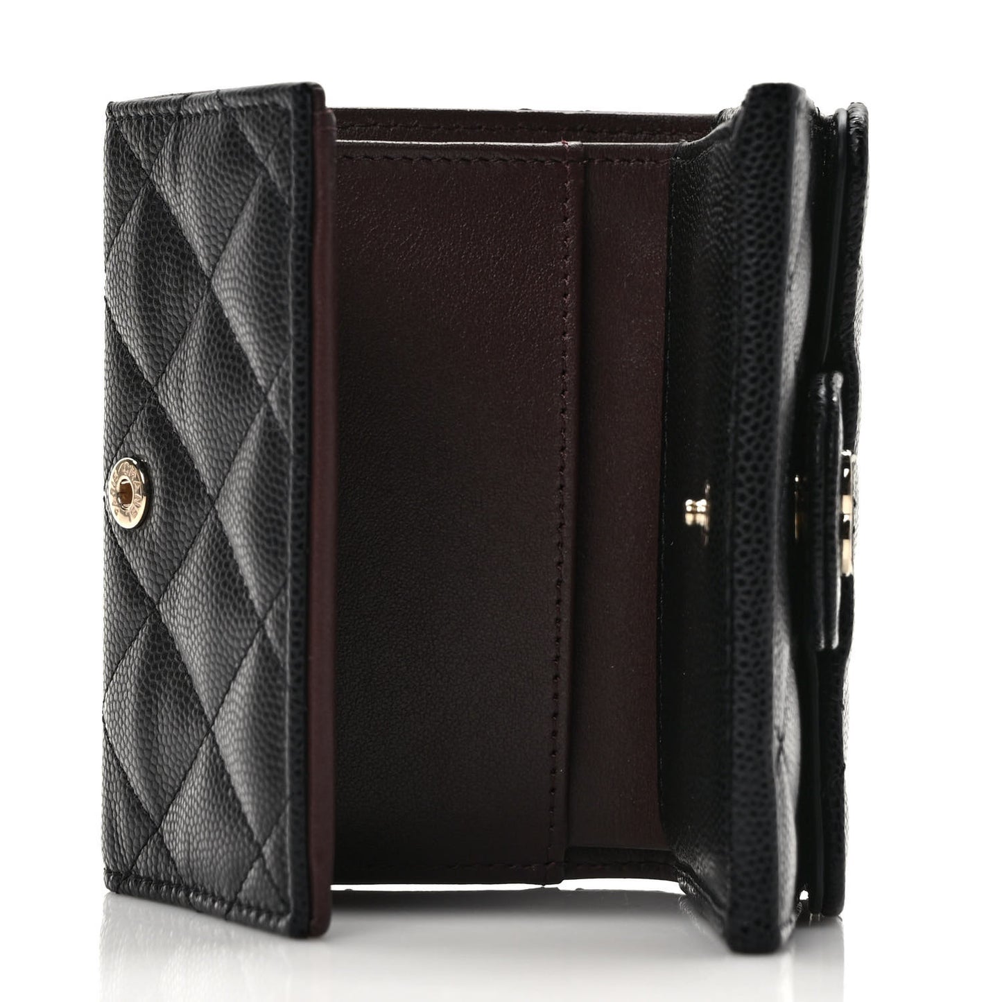 Caviar Quilted Double Flap Wallet Black