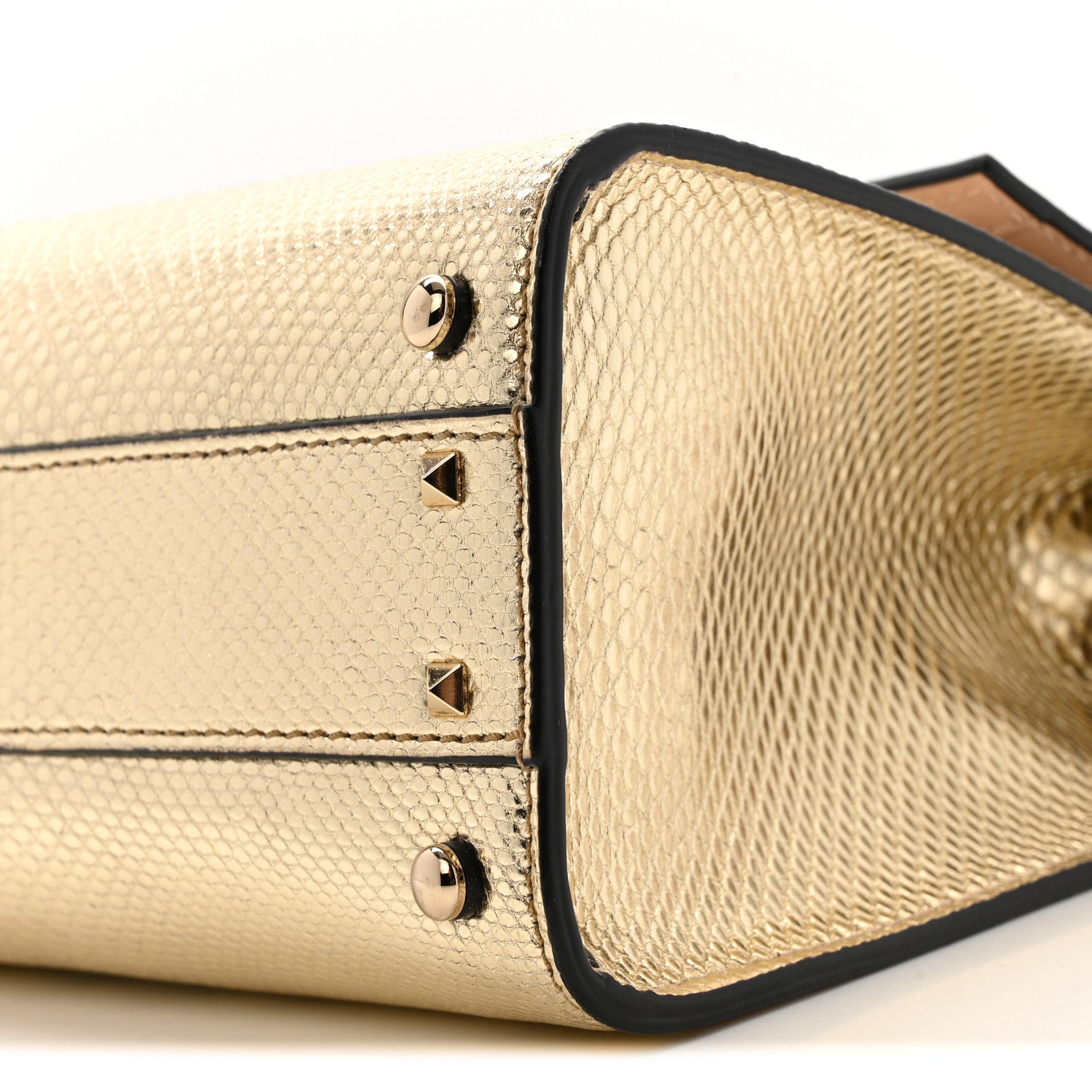 Valentino Garavani Metallic Calfskin Crystal Snake Embossed Mini VSling Top Handle Bag Gold 9 of 9