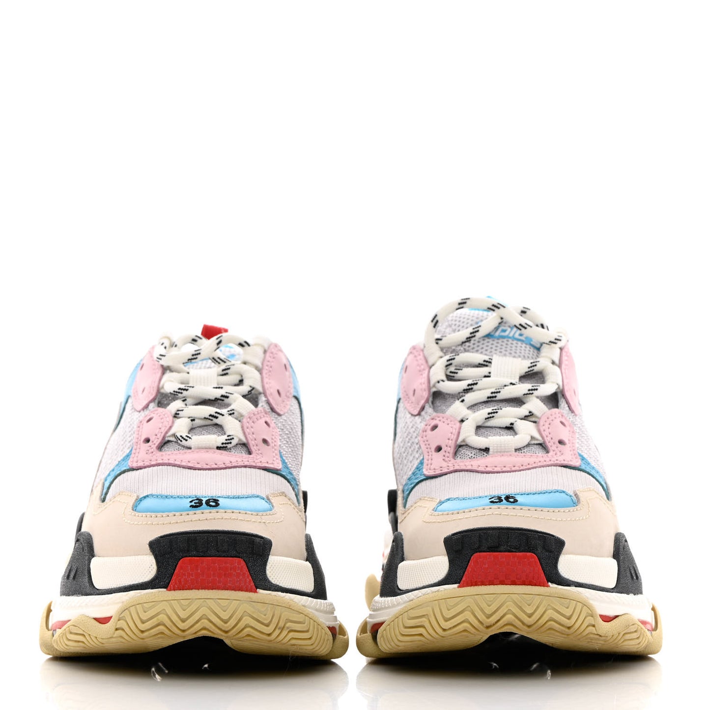 Fabric Mesh Womens Triple S Sneakers 36 White Blue Pink
