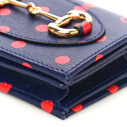 Gucci Shangai Calfskin Polka Dot Horsebit 1955 Card Case Wallet Blue Orange Sailor Blue 9 of 11