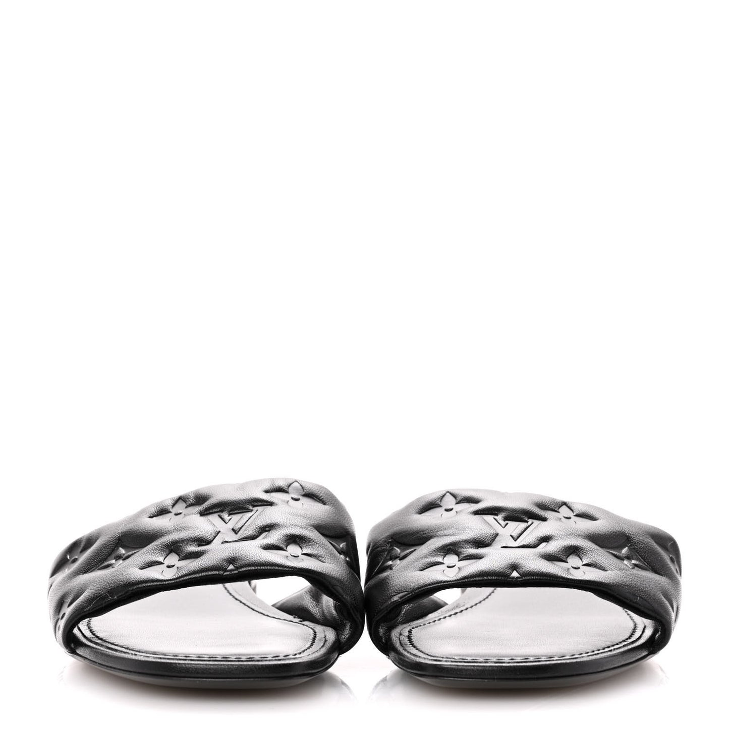 Lambskin Embossed Monogram Revival Flat Mules 39 Black