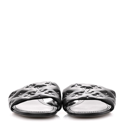 Louis Vuitton Lambskin Embossed Monogram Revival Flat Mules 39 Black 3 of 9