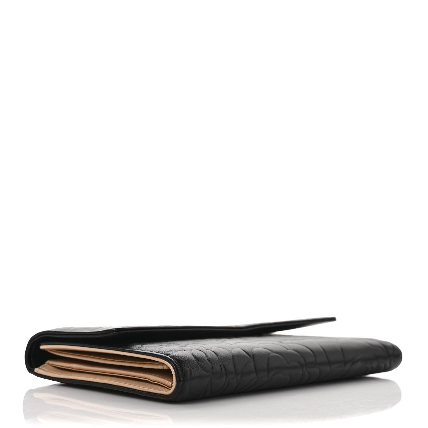 Chanel Lambskin Embossed Camellia Large Gusset Flap Wallet Black 4 of 7
