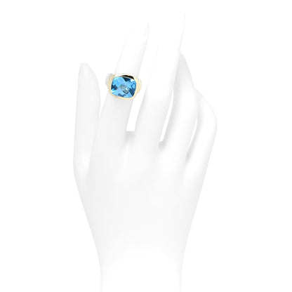 David Yurman Sterling Silver 14K Yellow Gold Blue Topaz 14mm Noblesse Ring 49 4.75 2 of 5