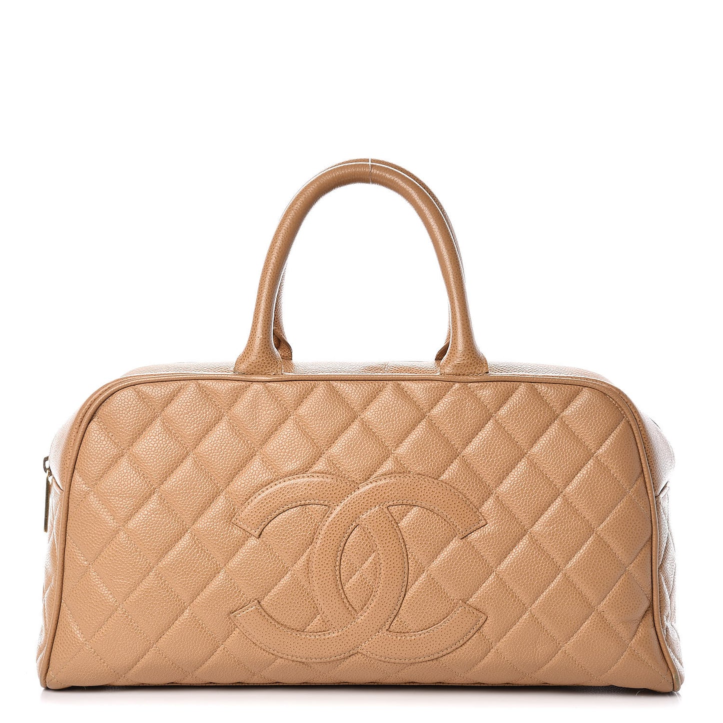 Caviar Quilted Large Bowler Bag Beige