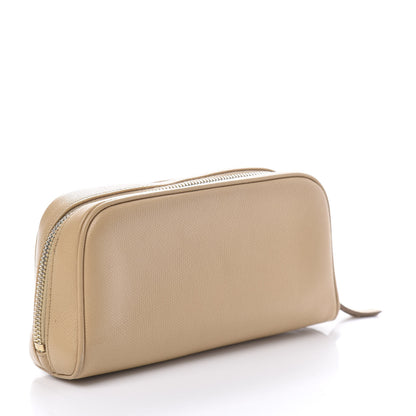 Chanel Grained Calfskin CC Button Medium Pouch Cosmetic Case Beige 3 of 11