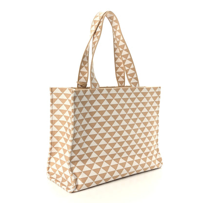 Prada Jacquard Saffiano Triangolo Symbole Embroidered Shopping Tote Corda Talco 3 of 8