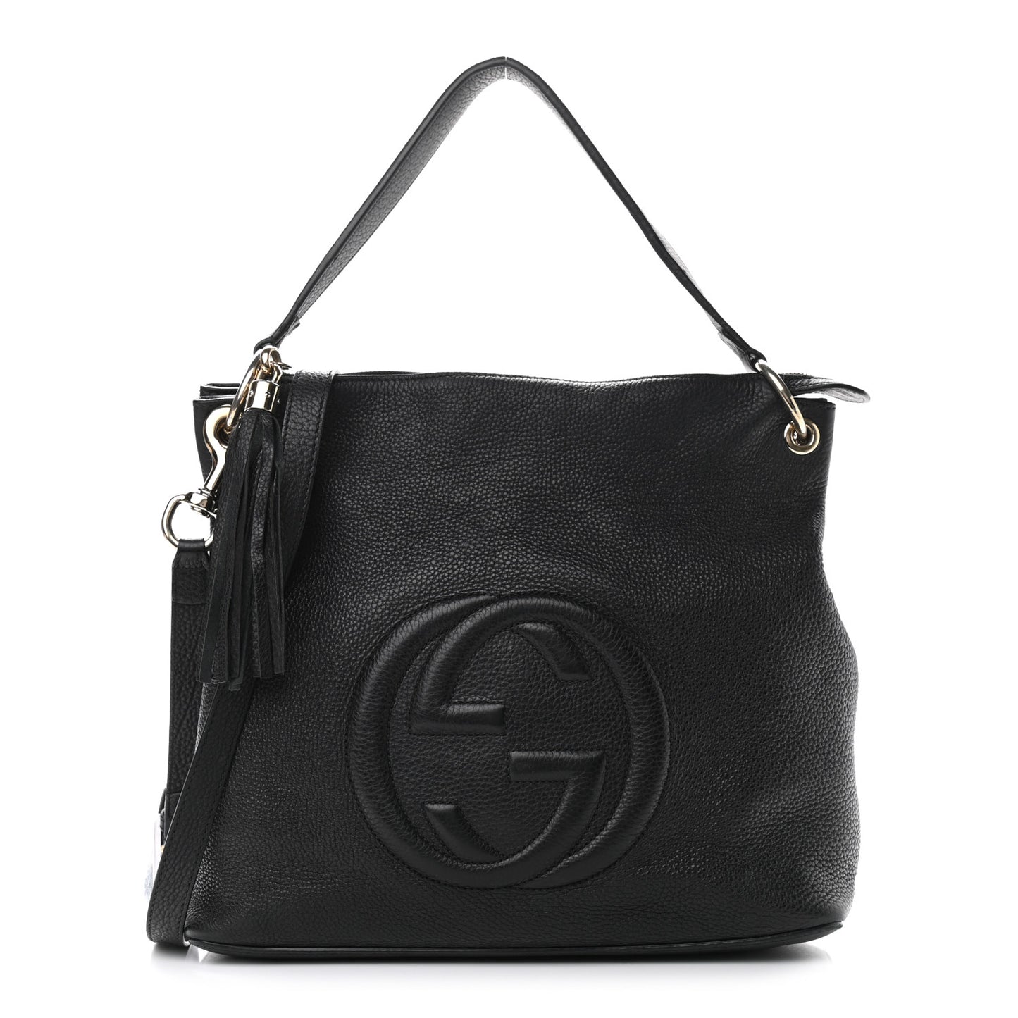Pebbled Calfskin Large Soho Hobo Black