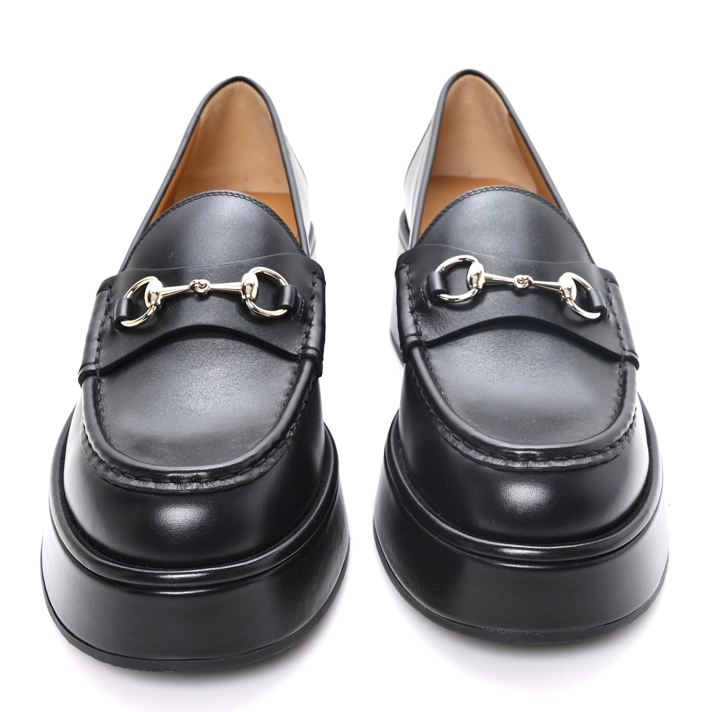 Kama Calfskin Horsebit Womens Wedge Platform Loafers 40 Black