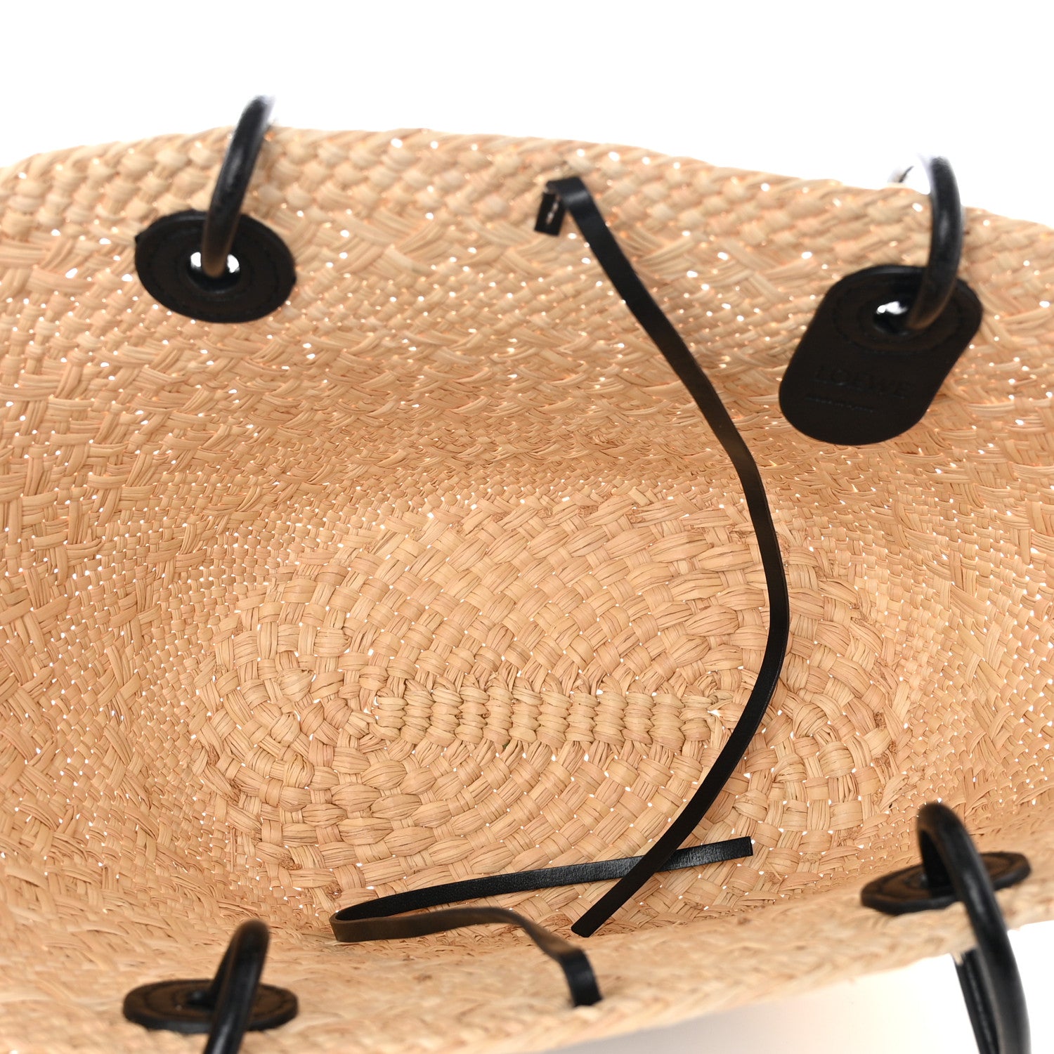 Loewe Calfskin Raffia Paulas Ibiza Small Anagram Basket Tote Bag Natural Black 5 of 11