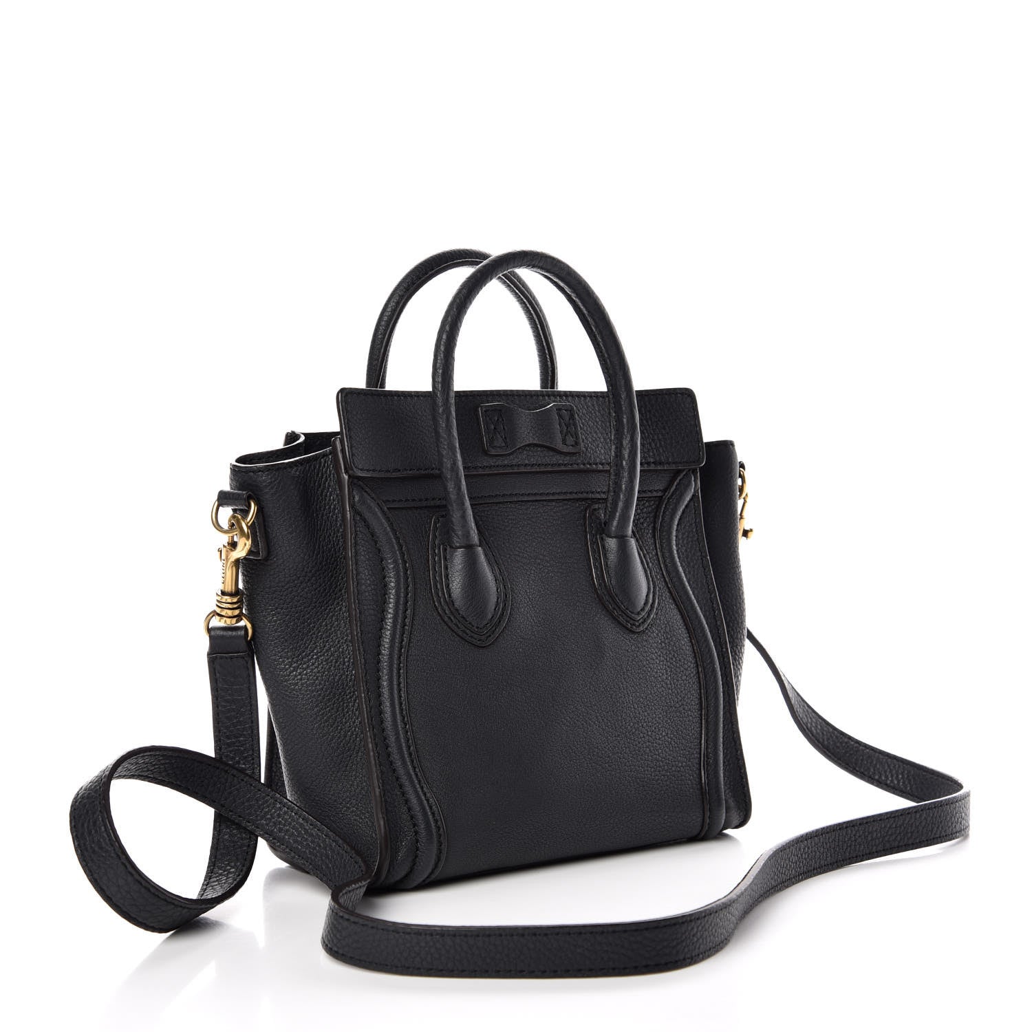 Celine Drummed Calfskin Nano Luggage Midnight 3 of 9
