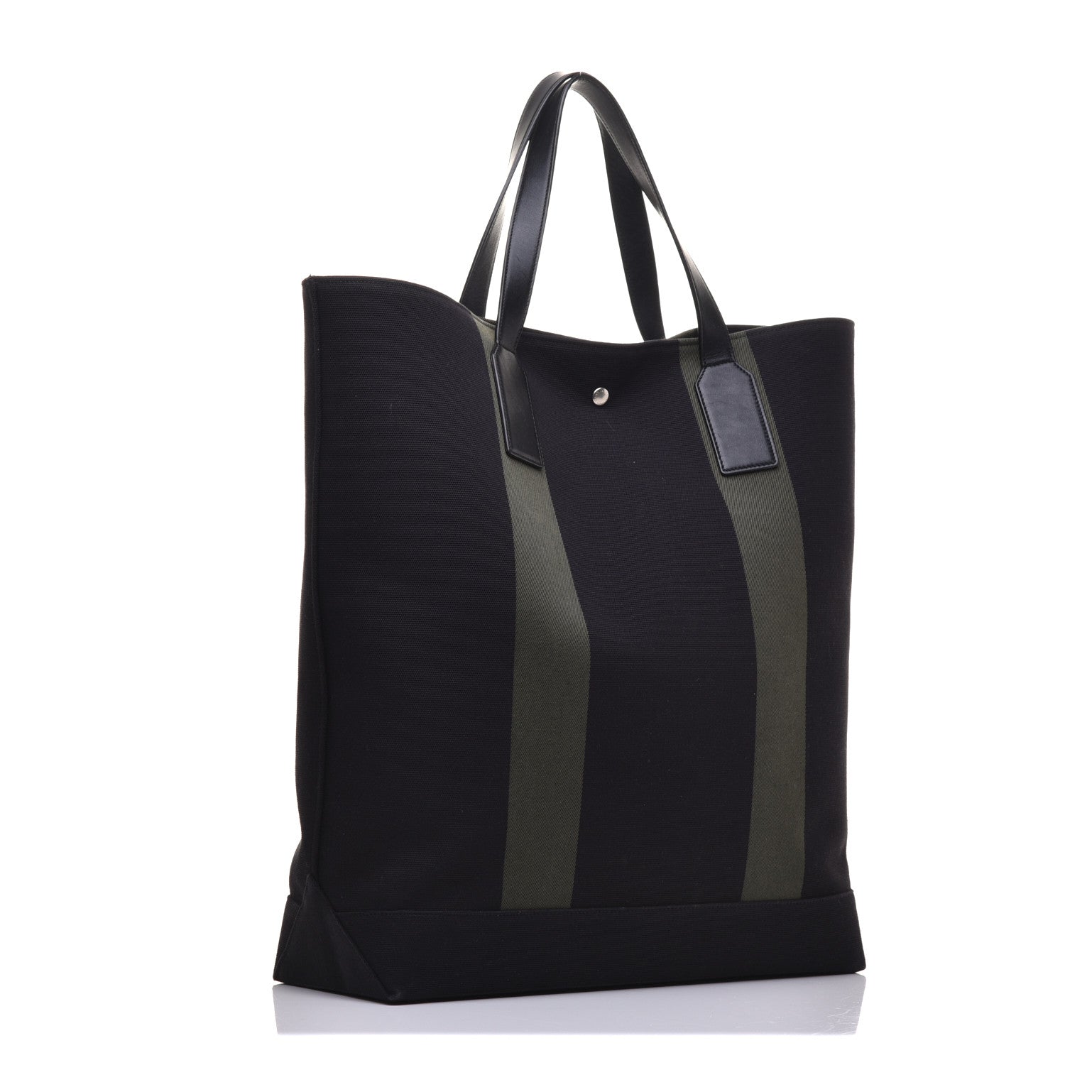 Saint Laurent Canvas Beach Shopping Tote Black Khaki 3 of 9