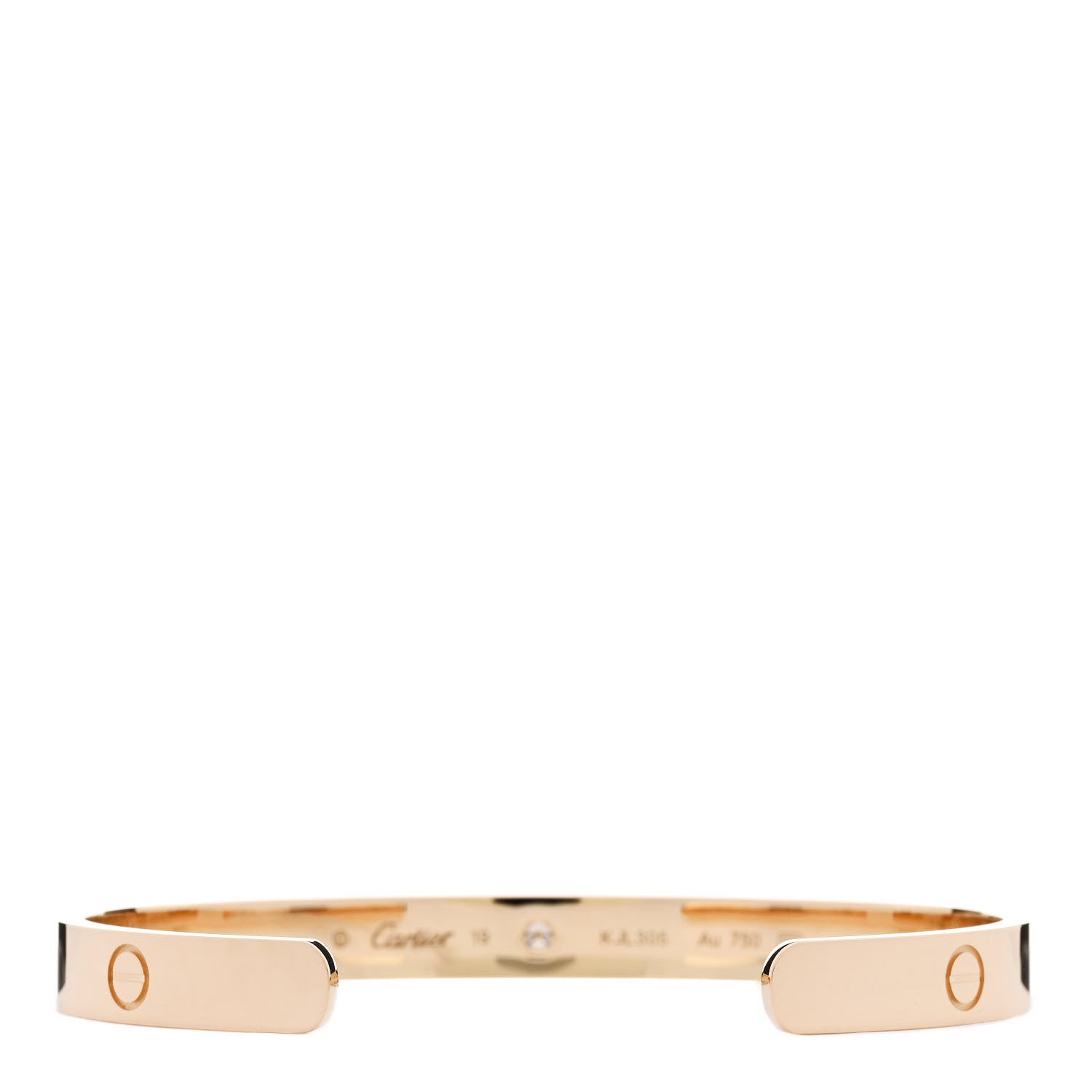 Cartier 18K Yellow Gold 1 Diamond LOVE Cuff Bracelet 19 2 of 4