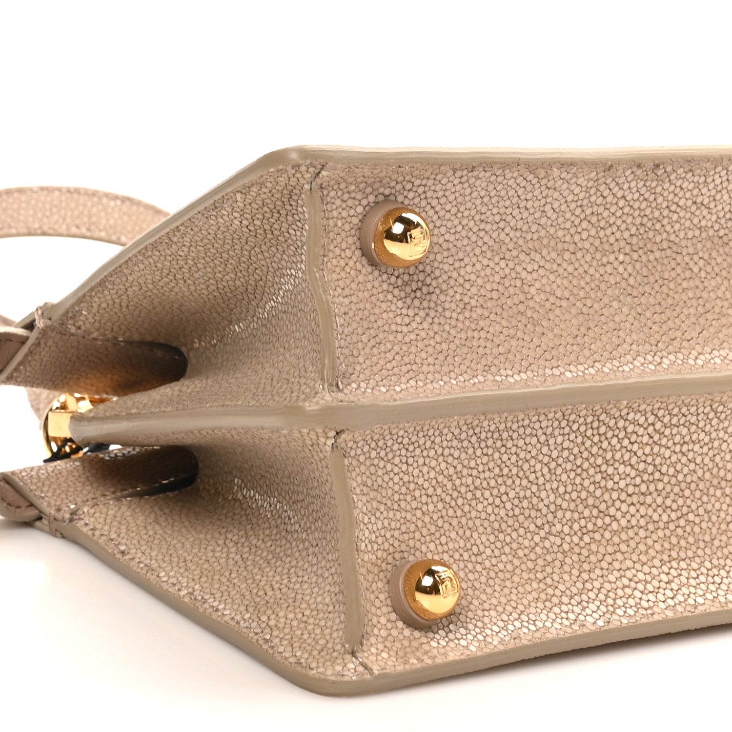 Fendi Stingray Shiny Nappa Petite Peekaboo I SEE U Satchel Tortora 8 of 9