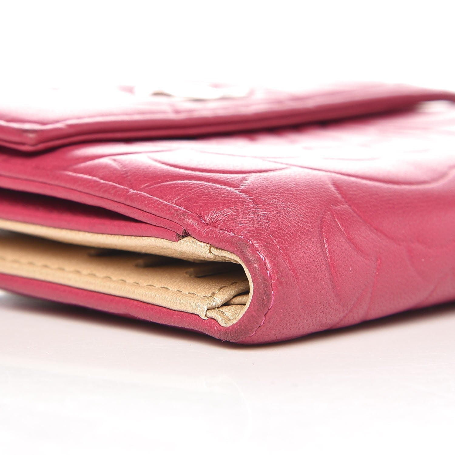 Chanel Lambskin Embossed Camellia French Wallet Fuchsia 11 of 12
