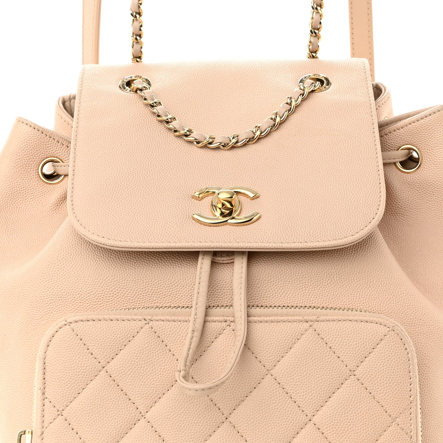 Caviar Quilted Business Affinity Backpack Beige