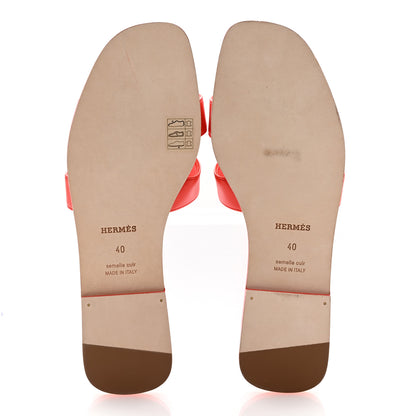 Hermes Box Calfskin Oran Sandals 40 Rouge Jaipur 6 of 9