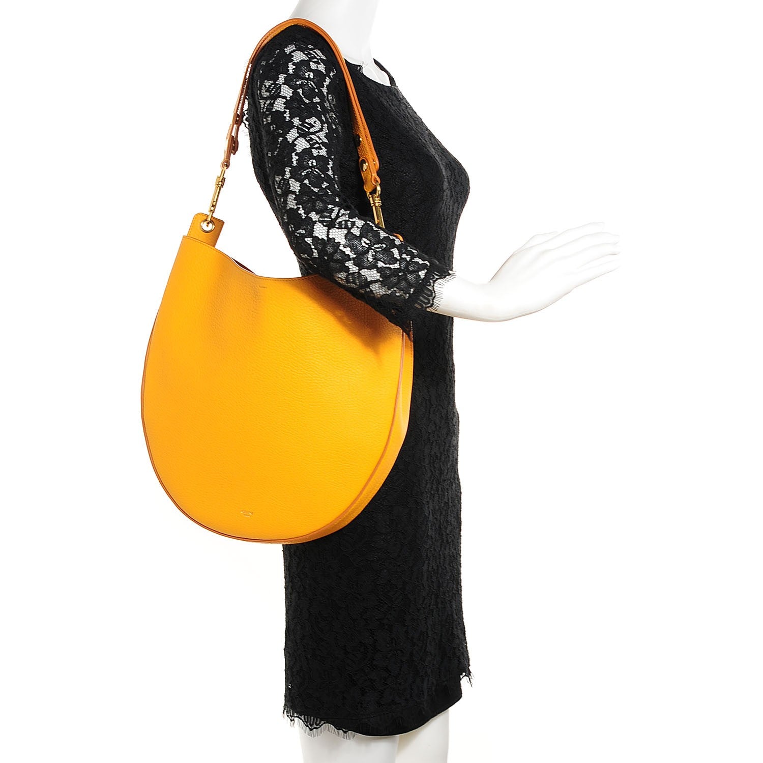 Celine Crisped Calfskin Medium Hobo Bag Saffron 2 of 8