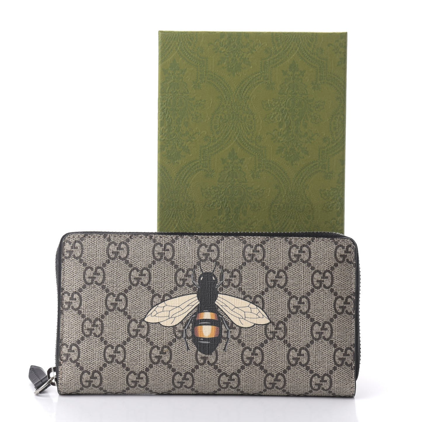 GG Supreme Monogram Bee Zip Around Wallet