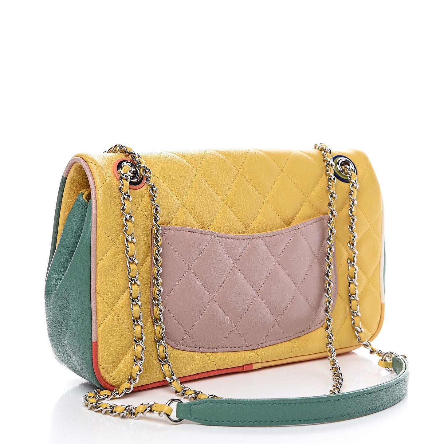 Lambskin Plexiglass Quilted Medium Cuba Color Flap Yellow Multicolor