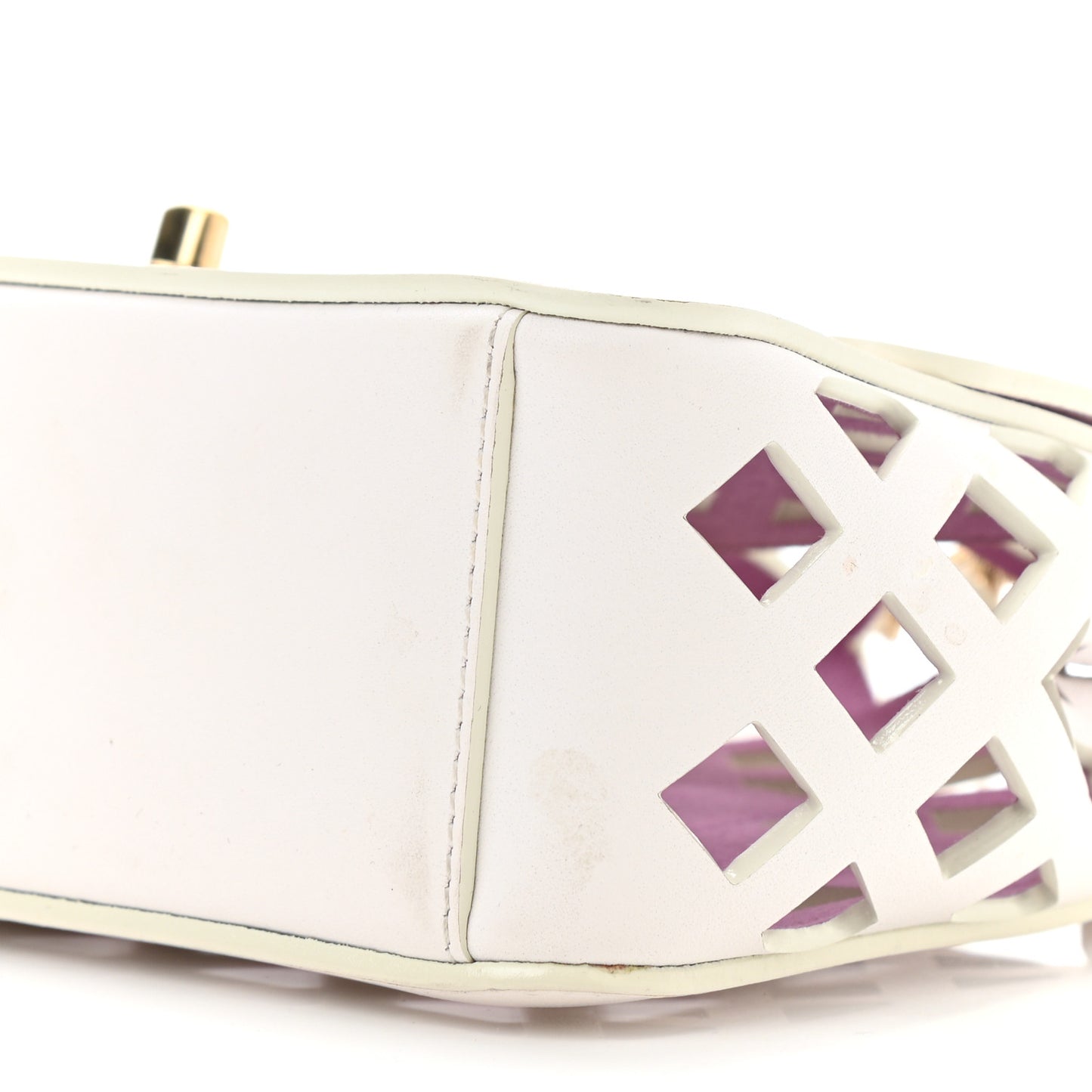 Lambskin Small Sea Through Flap White Multicolor