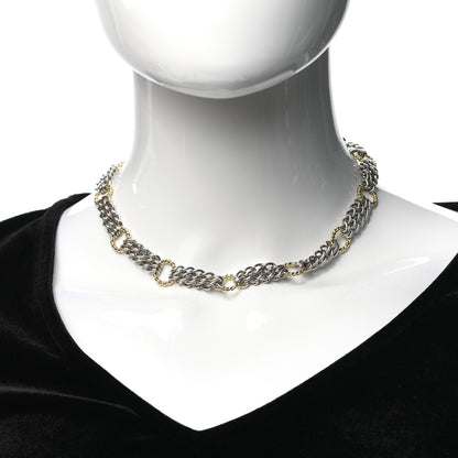 David Yurman Silver Sterling 18k Yellow Gold 3-Row Cable Circle Necklace 2 of 5