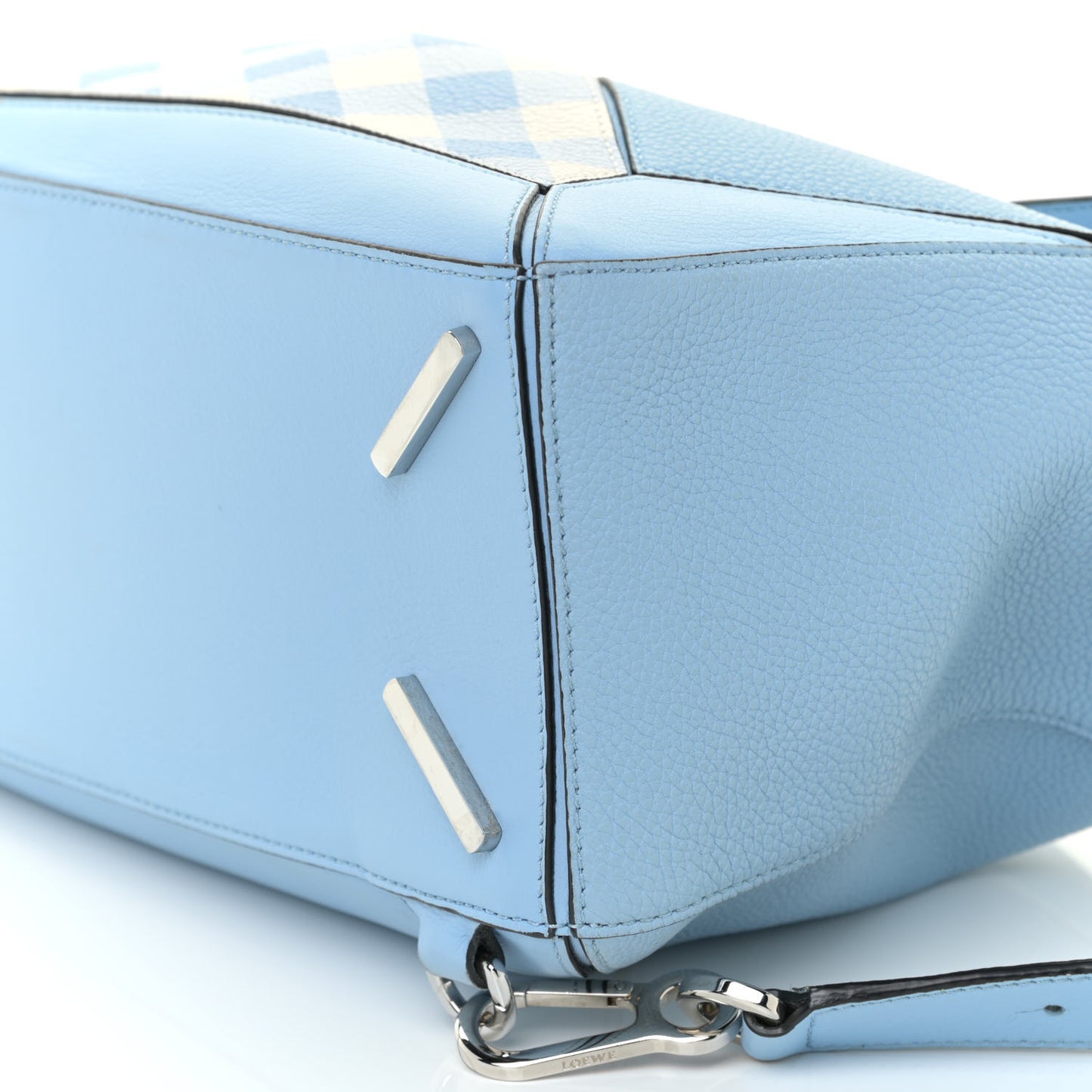 Calfskin Gingham Puzzle Bag Soft Blue