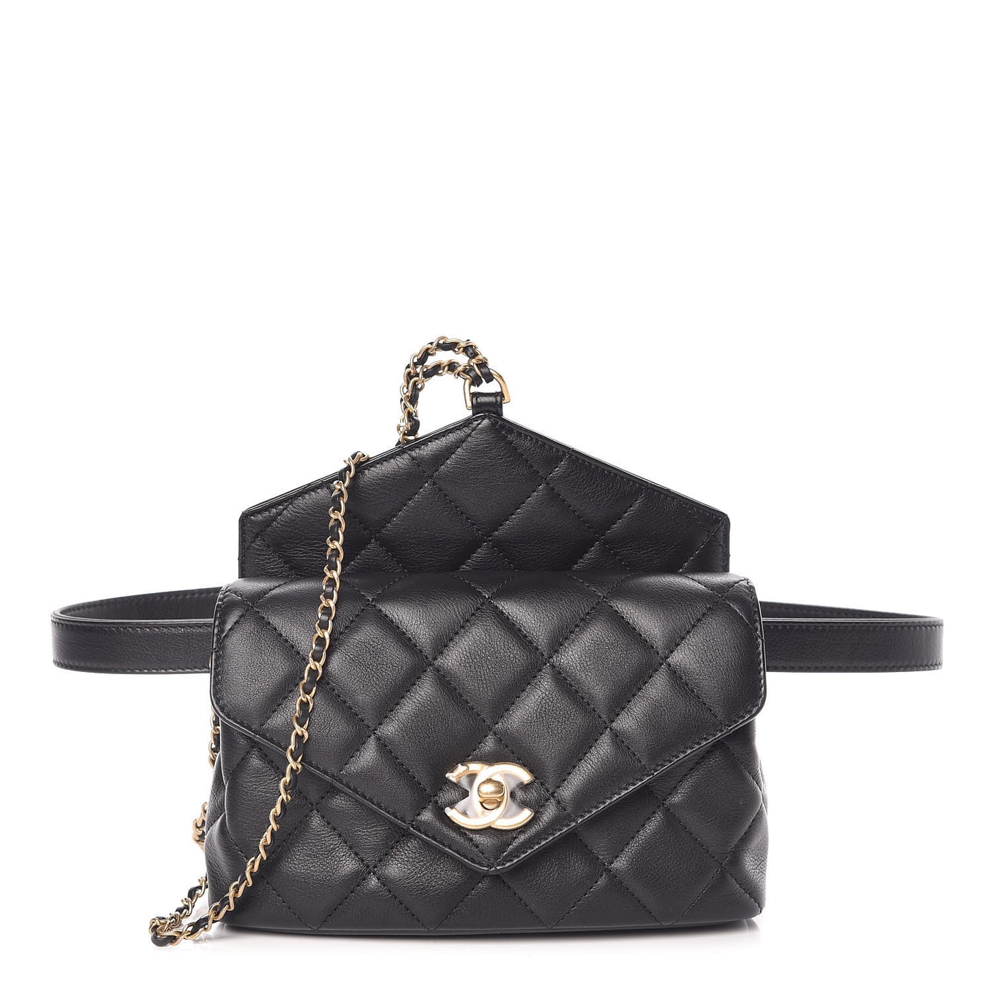 Calfskin Quilted Waist Bag Black