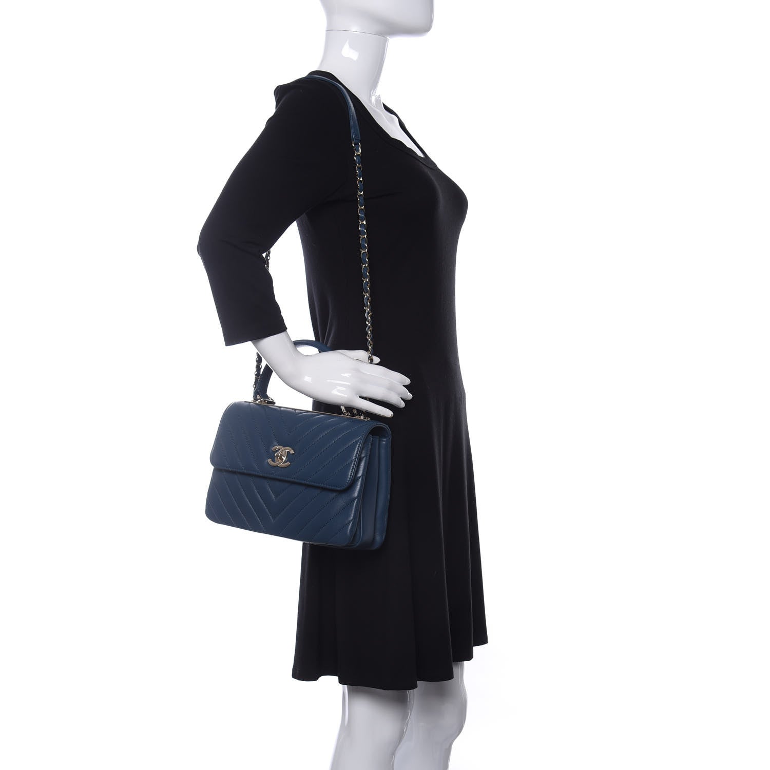 Chanel Lambskin Quilted Small Trendy CC Flap Dual Handle Bag Dark Blue 2 of 11