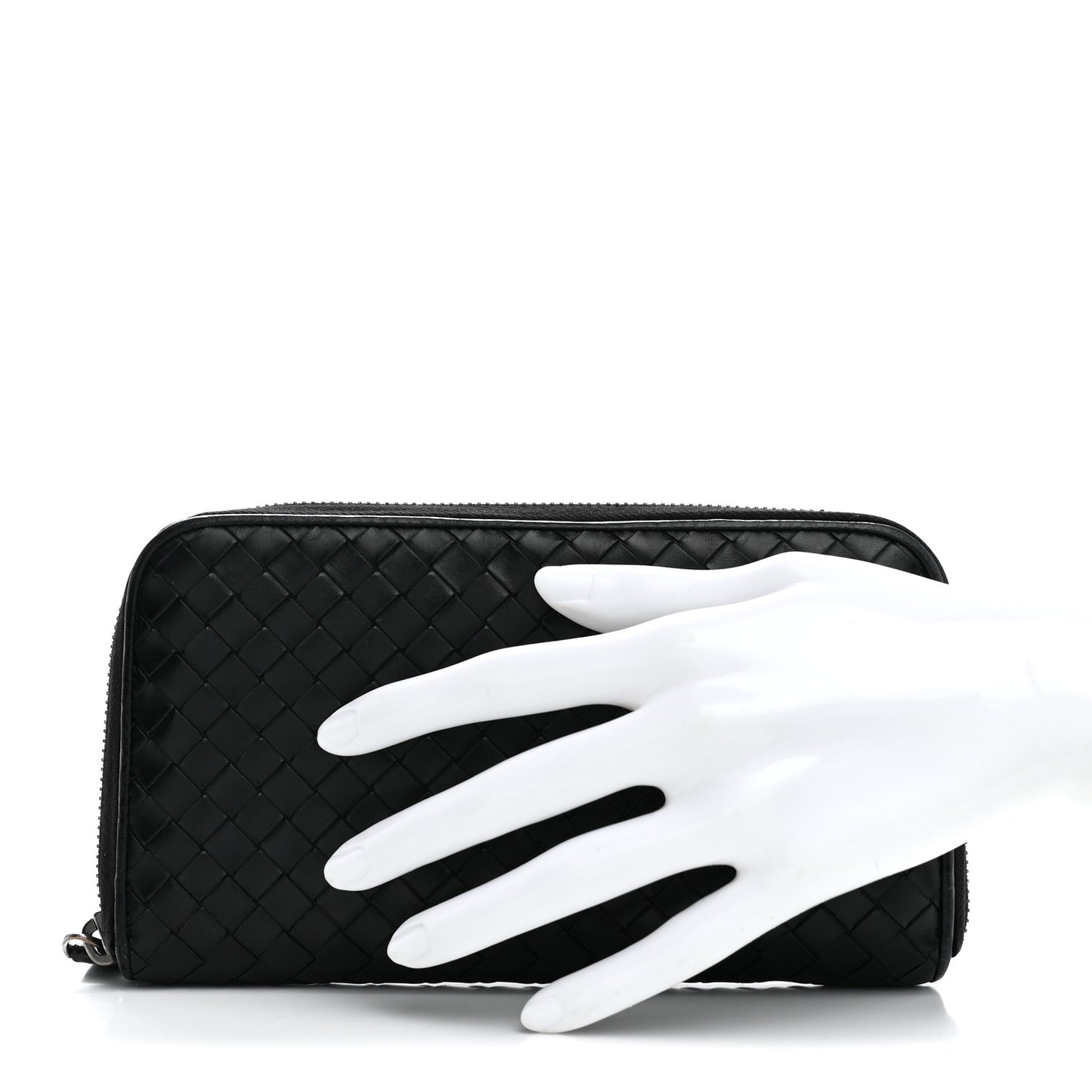 Nappa Intrecciato Zip Around Wallet Black