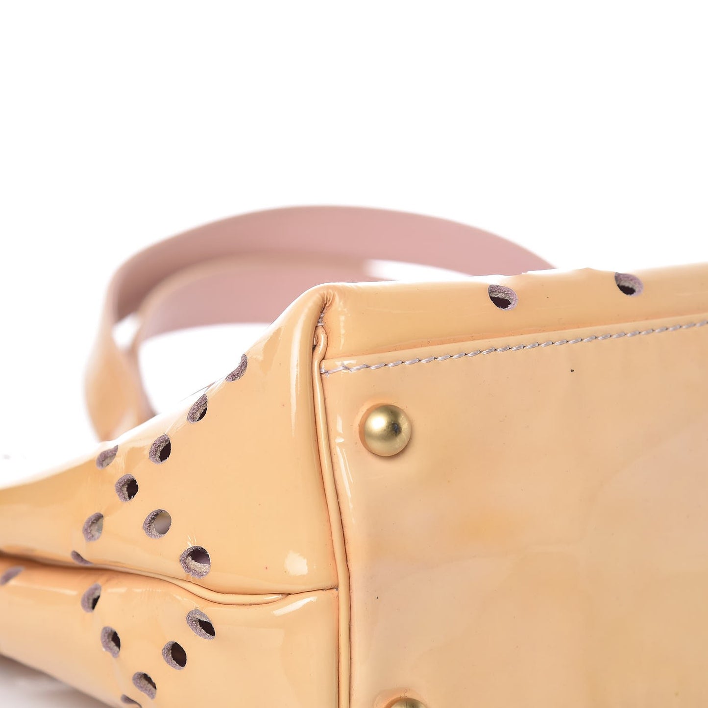 Patent Perforated CC Shopping Tote Beige