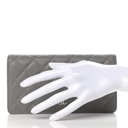 Chanel Caviar Quilted Yen Wallet Grey 2 of 12