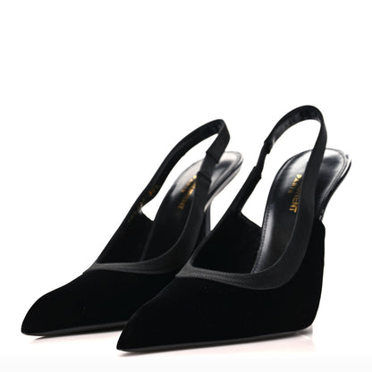 Saint Laurent Velluto Master Raso Regale Victoire 115 Slingback Pumps 38.5 4 of 10