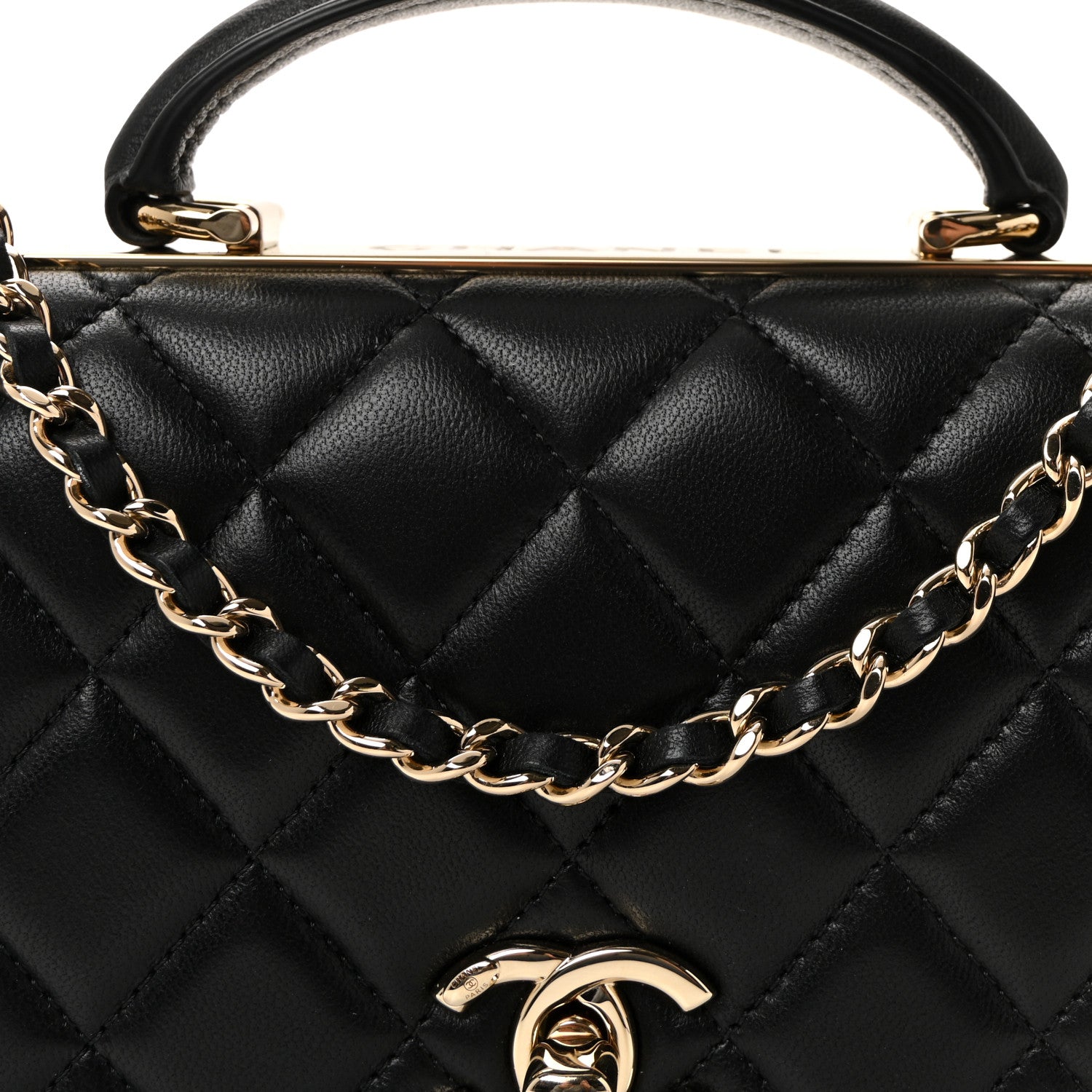 Chanel Lambskin Quilted Top Handle Trendy CC Wallet On Chain WOC Black 16 of 23