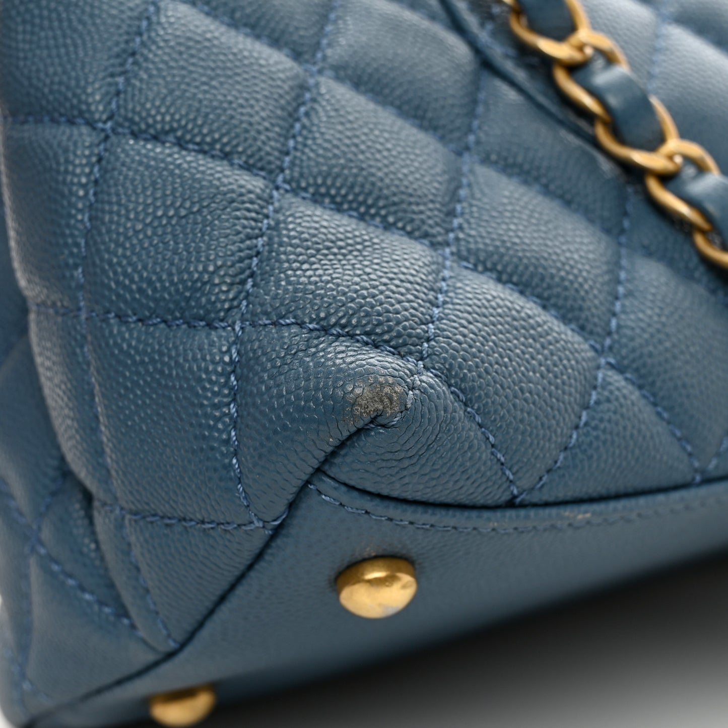 Caviar Quilted Small Coco Handle Flap Blue
