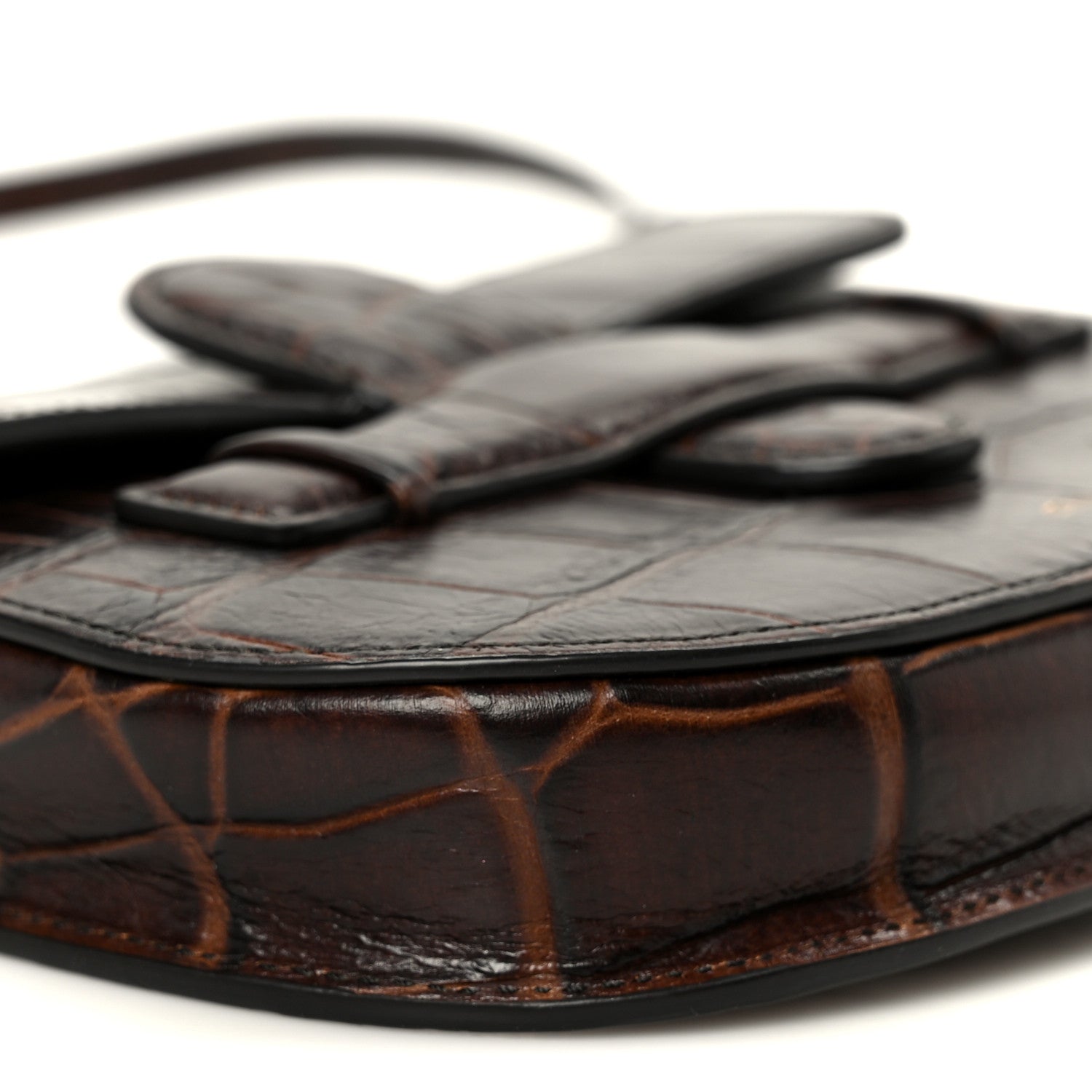 Celine Crocodile Embossed Calfskin Mini Symmetrical Bag Brown 9 of 10