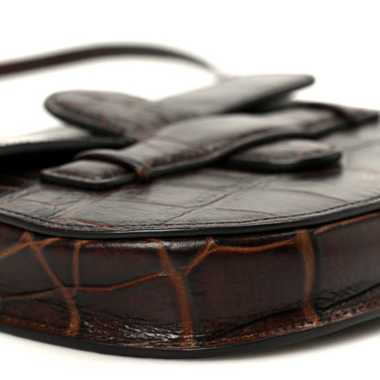 Celine Crocodile Embossed Calfskin Mini Symmetrical Bag Brown 9 of 10
