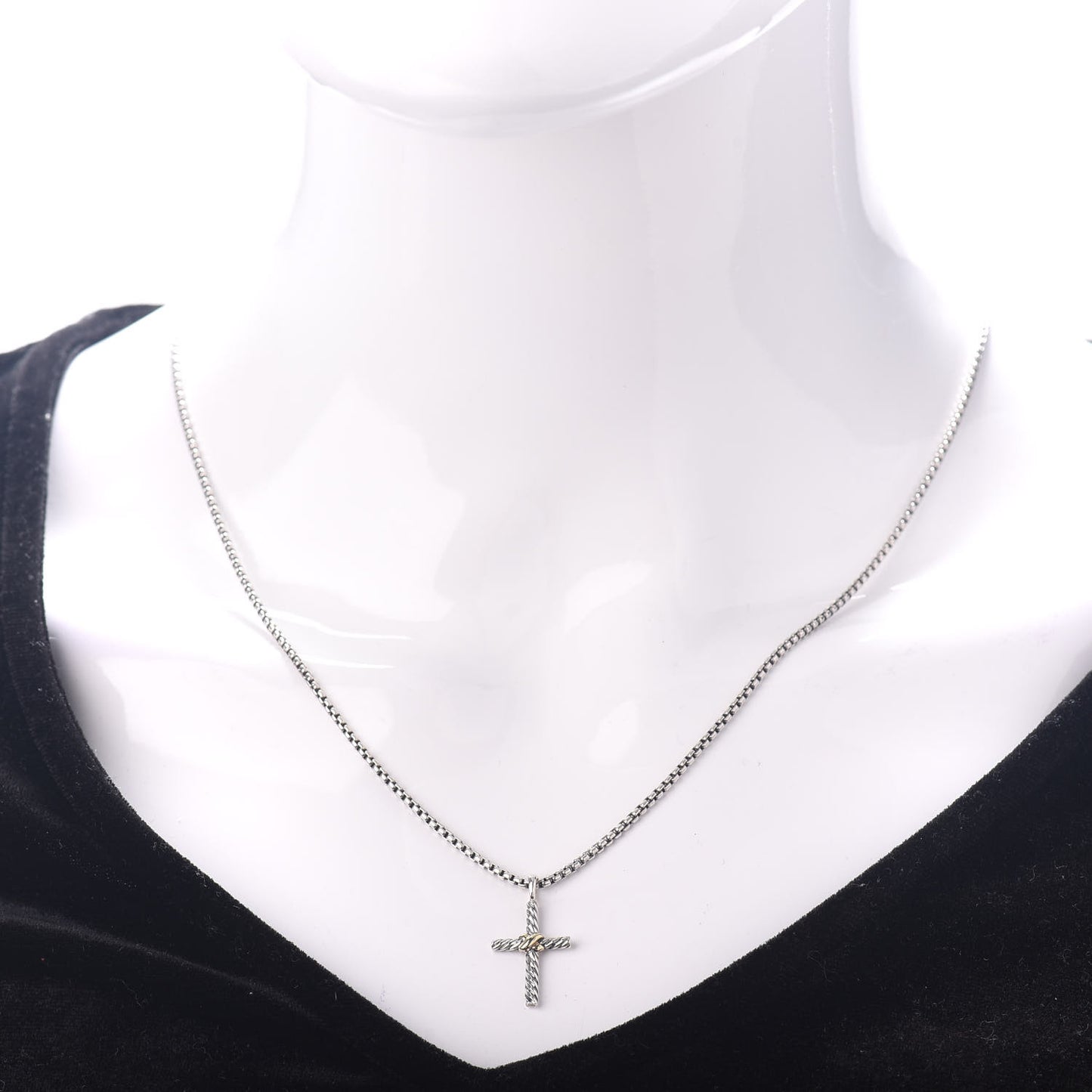 Sterling Silver 14K Yellow Gold Cross Pendant Necklace