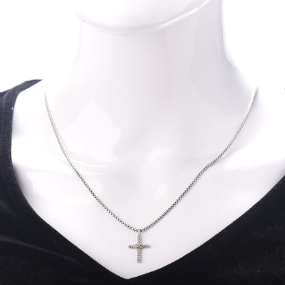 David Yurman Sterling Silver 14K Yellow Gold Cross Pendant Necklace 2 of 4