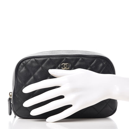 Chanel Caviar Quilted Curvy Pouch Cosmetic Case Black 2 of 19