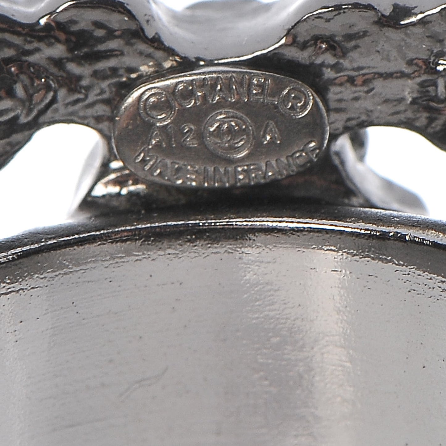 Ruthenium Crystal CC Logo Ring 6