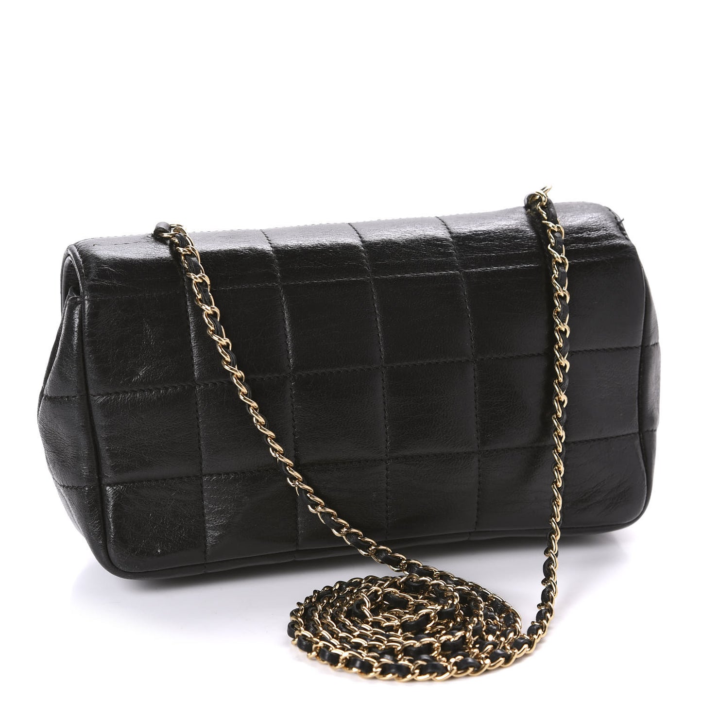 Lambskin Quilted Mini Chocolate Bar Camellia Flap Black